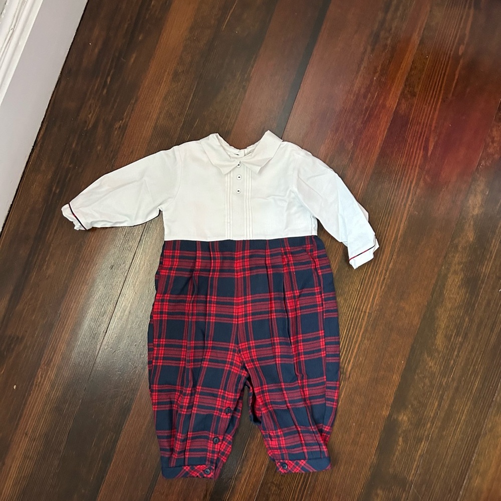 Holiday Plaid Red and Blue Baby Romper